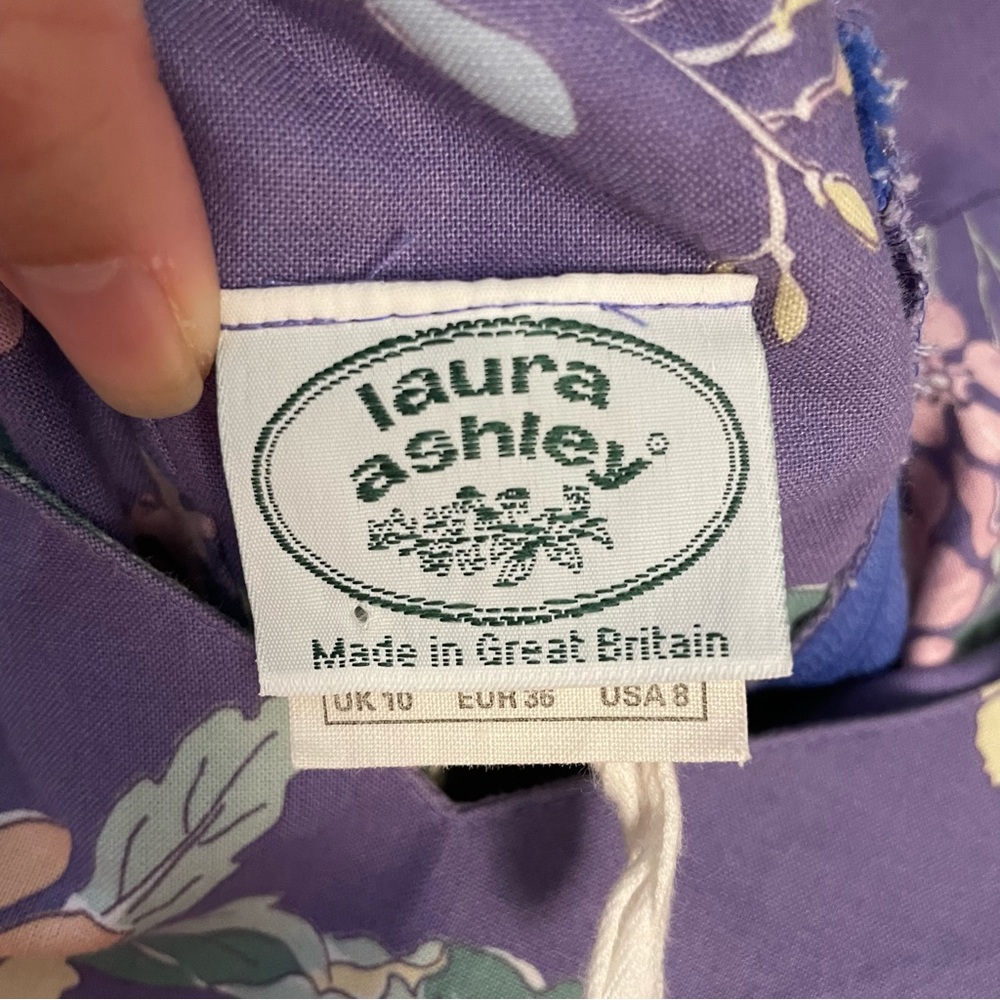 LAURA ASHLEY Vintage Lavender Floral Sweetheart Fit & Flare Dress US 8/UK 10 - Picture 8 of 11